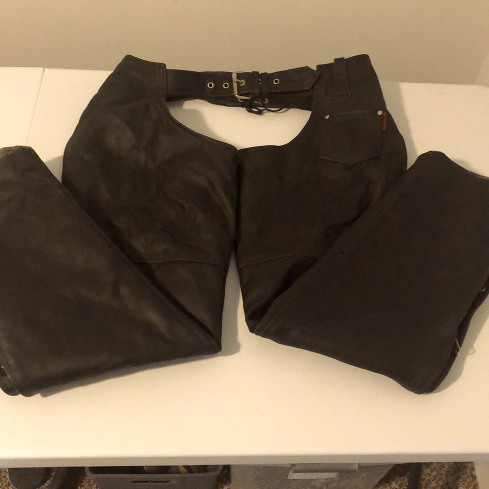 Hot Leathers Unisex Black Leather Chaps Size Large
